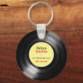 Vinyl Records met Musician Name Yellow Sleutelhanger (Voorkant)