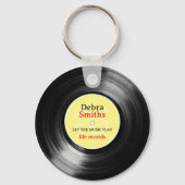 Vinyl Records met Musician Name Yellow Sleutelhanger (Achterkant)
