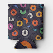  Vinyl Records Muziek Achtergrond Blikjeskoeler (Voorkant)