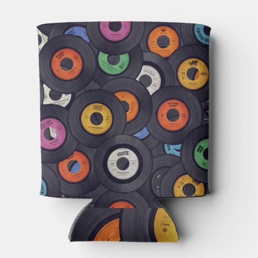  Vinyl Records Muziek Achtergrond Blikjeskoeler (Achterkant)