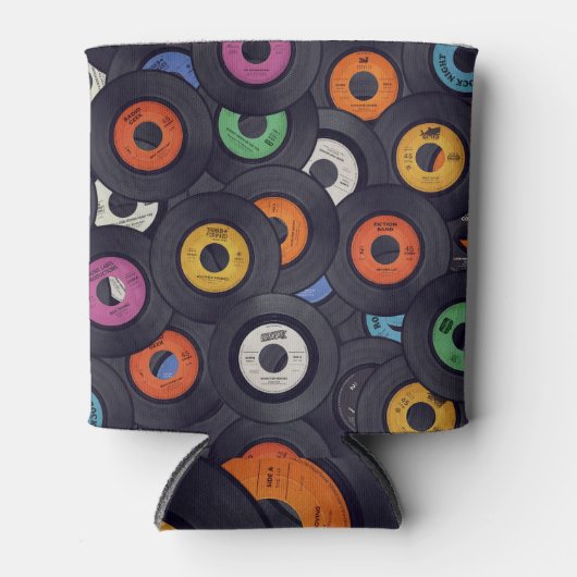 Vinyl Records Muziek Achtergrond Blikjeskoeler (Voorkant)