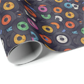  Vinyl Records Muziek Achtergrond Cadeaupapier (Rol Hoek)
