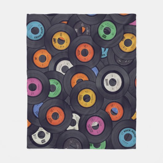  Vinyl Records Muziek Achtergrond Fleece Deken (Voorkant)