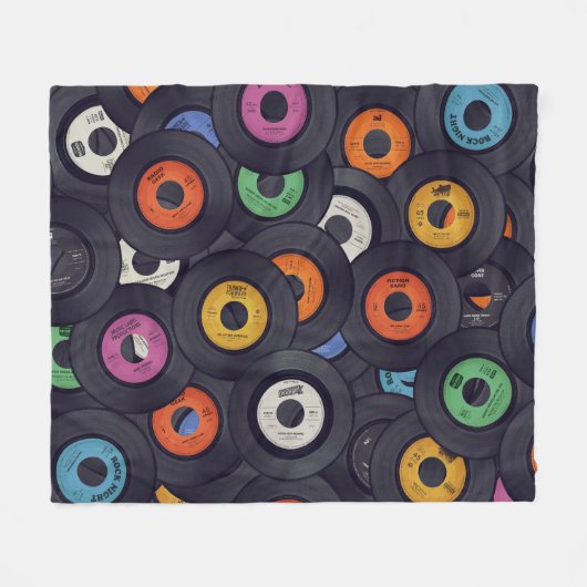  Vinyl Records Muziek Achtergrond Fleece Deken (Voorkant (Horizontaal))