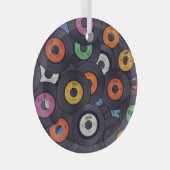  Vinyl Records Muziek Achtergrond Glas Ornament (Voorkant Rechts)