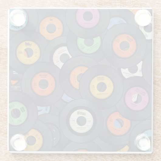 Vinyl Records Muziek Achtergrond Glazen Onderzetter (Achterkant)