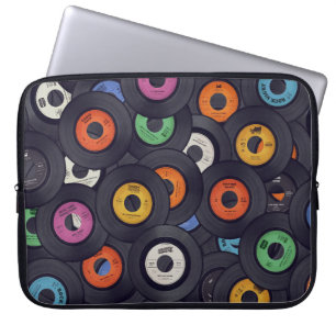 Vinyl Records Muziek Achtergrond Laptop Sleeve