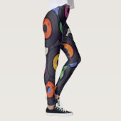 Vinyl Records Muziek Achtergrond Leggings (Rechts)