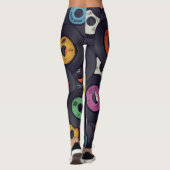  Vinyl Records Muziek Achtergrond Leggings (Achterkant)