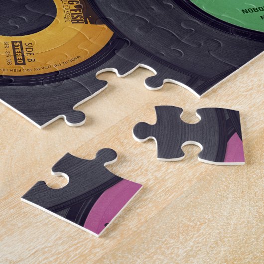  Vinyl Records Muziek Achtergrond Legpuzzel (Zijkant)
