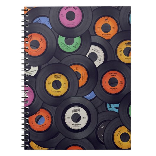 Vinyl Records Muziek Achtergrond Notitieboek (Voorkant)