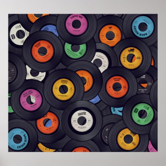  Vinyl Records Muziek Achtergrond Poster (Voorkant)