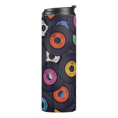  Vinyl Records Muziek Achtergrond Thermosbeker (Gedraaid links)