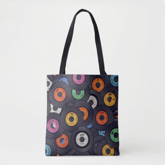 Vinyl Records Muziek Achtergrond Tote Bag (Voorkant)