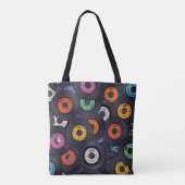 Vinyl Records Muziek Achtergrond Tote Bag (Achterkant)