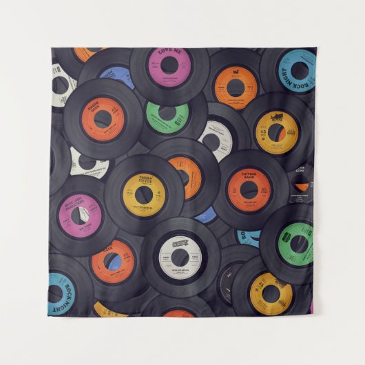  Vinyl Records Muziek Achtergrond Wandkleed (Voorkant)