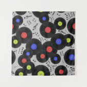 Vinyl Records: Muzieknotitiepatroon Wandkleed (Voorkant (horizontaal))