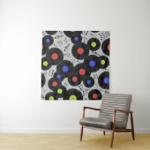 Vinyl Records: Muzieknotitiepatroon Wandkleed (In Situ (horizontaal))