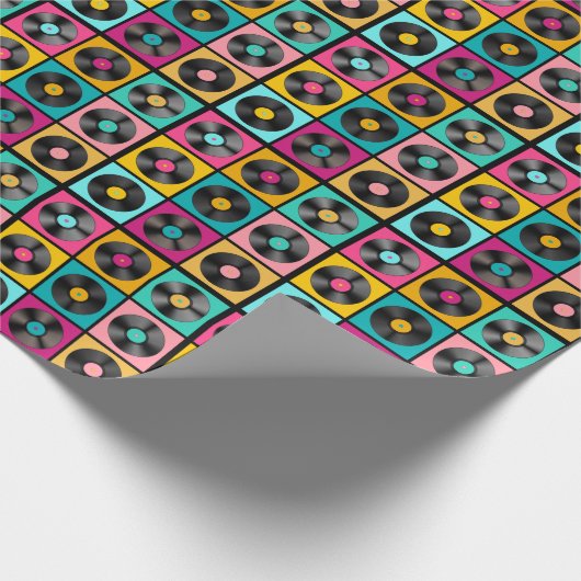 Vinyl Records Retro Achtergrond Cadeaupapier (Hoek)