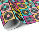  Vinyl Records Retro Achtergrond Cadeaupapier (Rol Hoek)
