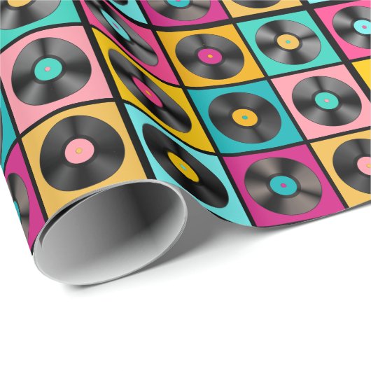 Vinyl Records Retro Achtergrond Cadeaupapier (Rol Hoek)