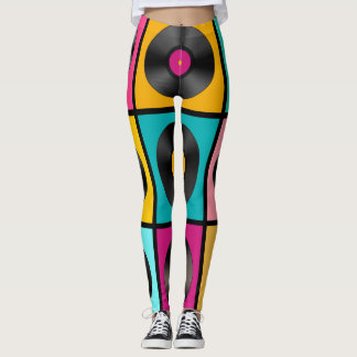 Vinyl Records Retro Achtergrond Leggings