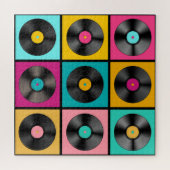  Vinyl Records Retro Achtergrond Legpuzzel (Horizontaal)