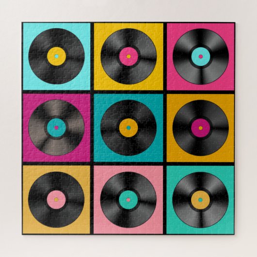 Vinyl Records Retro Achtergrond Legpuzzel (Horizontaal)