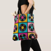  Vinyl Records Retro Achtergrond Tote Bag (Dichtbij)