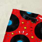 Vinyl Records Retro Muziek Patroon Strandlaken (In situ)