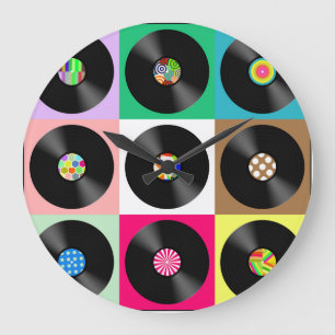 VINYL RECORDS RETRO Wall Clock Grote Klok