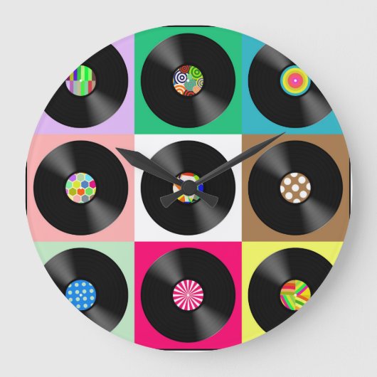 VINYL RECORDS RETRO Wall Clock Grote Klok (Voorkant)