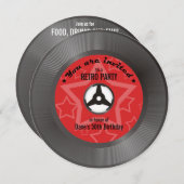 Vinyl Retro Feest Rood Kaart (Voorkant / Achterkant)