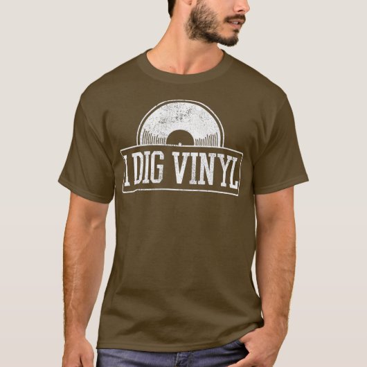 Vinyl Revord Retro Dig Oude School Muziek T-shirt (Voorkant)