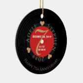 Vinyl Romantisch 7e koperen bruiloft Jubileum Keramisch Ornament (Rechts)