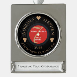 Vinyl Romantisch 7e koperen bruiloft Jubileum Verzilverd Banner Ornament
