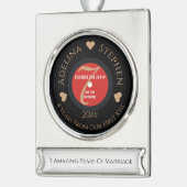 Vinyl Romantisch 7e koperen bruiloft Jubileum Verzilverd Banner Ornament (Links)