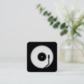 Vinyl spelen vorm retro vierkante visitekaartje (Staand voorkant)