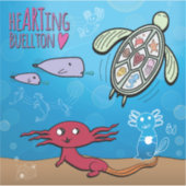 Vinyl Sticker - Axolotls in het Zee- Buellton.Art (Voorkant)