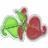 Vinyl Sticker - Groene en rode bladeren in 3-D (Voorkant)