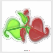 Vinyl Sticker - Groene en rode bladeren in 3-D (Vel)