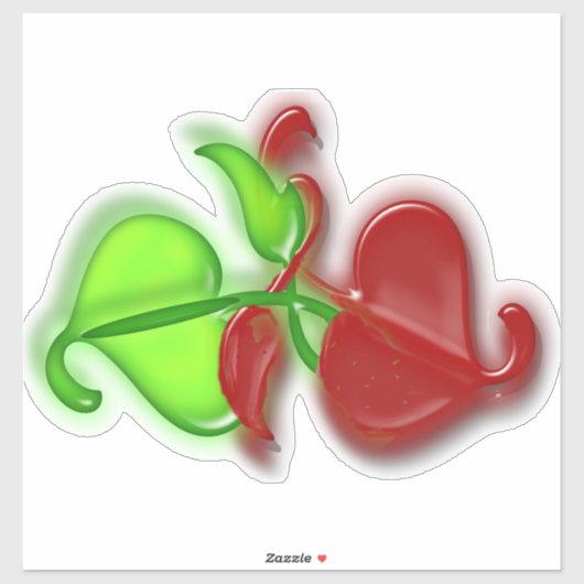 Vinyl Sticker - Groene en rode bladeren in 3-D (Vel)