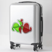Vinyl Sticker - Groene en rode bladeren in 3-D (Koffer)
