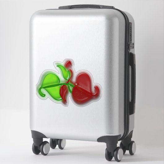 Vinyl Sticker - Groene en rode bladeren in 3-D (Koffer)