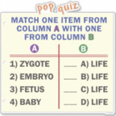 Vinyl sticker met een quiz. (Voorkant)
