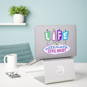 Vinyl sticker met een retro design. (Laptop op bureau)
