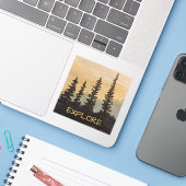 Vinyl sticker Ontdek de Natuur (Laptop met iPhone)