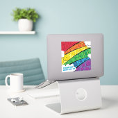 Vinyl Sticker - Regenboogbloemen -Buellton.Art (Laptop op bureau)