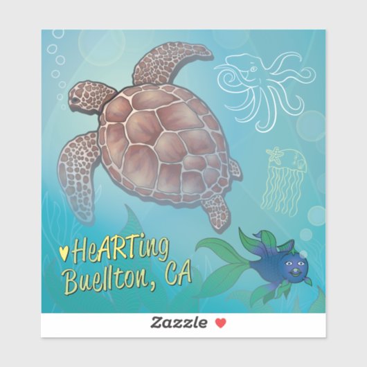 Vinyl Sticker - Schildpad zwemmen - Buellton.Art (Vel)