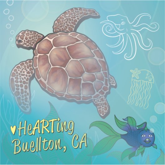 Vinyl Sticker - Schildpad zwemmen - Buellton.Art (Voorkant)